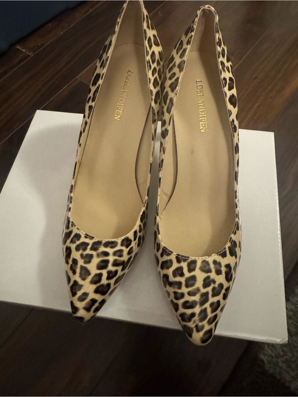 Loslandifen Leopard Print Pointed Toe Heels - Tan and Black